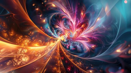 Poster - Creative graphic design with abstract fractal background a digital creation