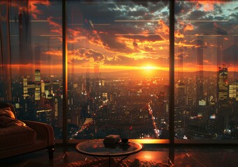 Wall Mural - Watching sunset in the city