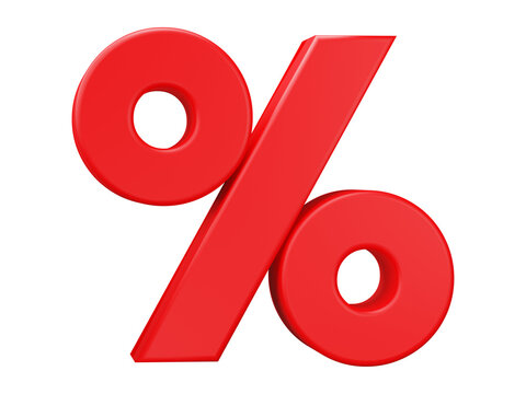 Symbol Percent isolated on transparent background. 3d render illustration.