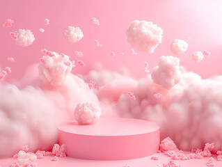 Poster - A pink background with a cloud of pink and white clouds