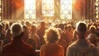 © Johannes - of individuals from different backgrounds coming together for a prayer meeting in a church, showcasing community and unity, church, conference, with copy space