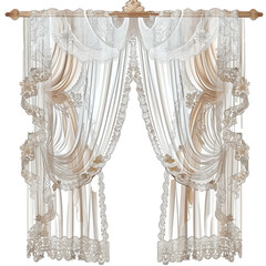 Wall Mural - The curtains are white and have a lace design