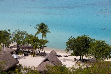 Wall Mural - Looking down from the Toatea Lookout on the waters of Temae Beach