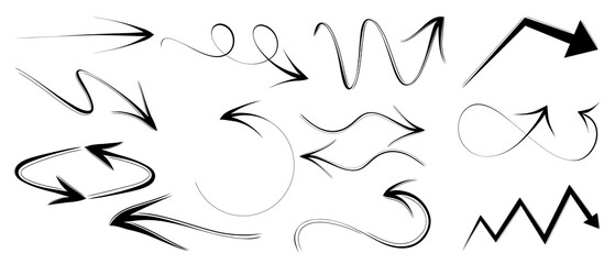 Poster - Set of Arrow marker isolated on transparent background. Hand drawn arrow png file