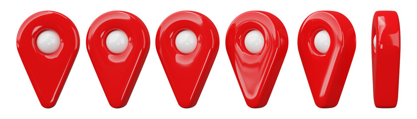 Aufkleber - 3d render illustration. Location map pin gps pointer markers isolated on transparent background