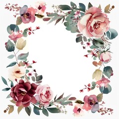 A beautiful watercolor painting of a floral wreath