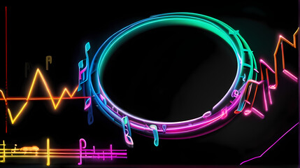 Wall Mural - Abstract Neon Lighting With Music Tone Theme