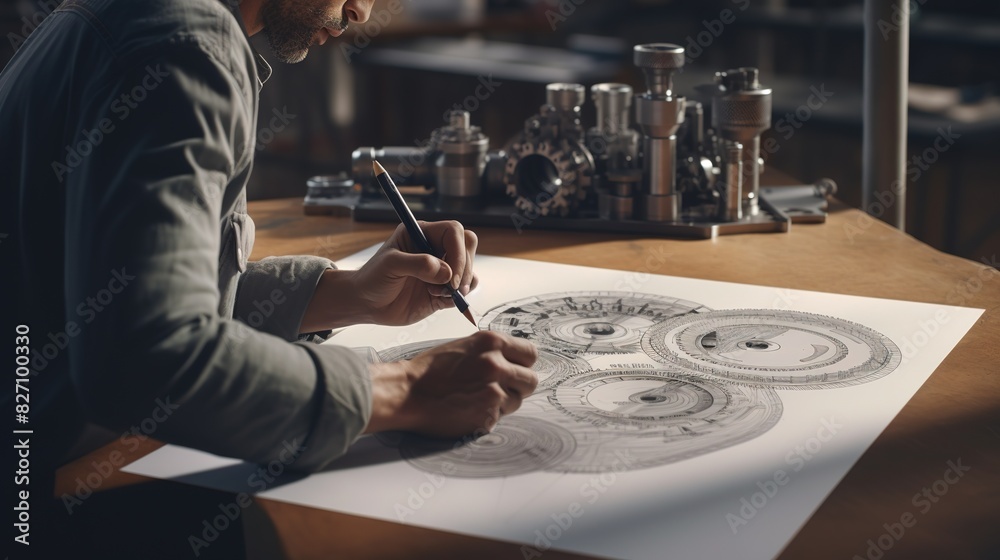 Engineeing Apprentice Examples Drawing Engineer technician designing drawings mechanical parts engineering ...