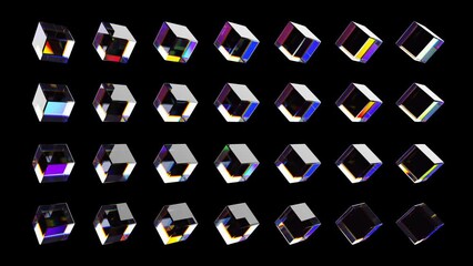  glass cube rotating  