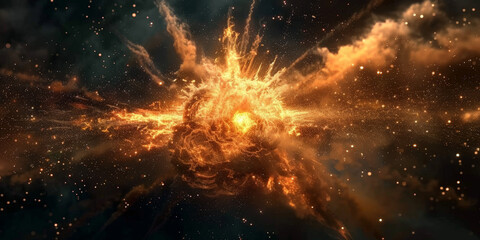 orange explosion in space on dark background