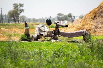 Wall Mural - Diesel engine water tube-well in the field