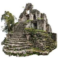 A large stone building with a lot of steps and a small window