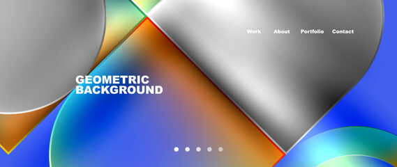 Aufkleber - Bright colorful squares with round elements minimal geometric background. Vector Illustration For Wallpaper, Banner, Background, Card, Book Illustration, landing page