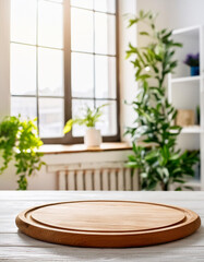 Aufkleber - Empty table board and defocused indoor background. product display concept, high key light