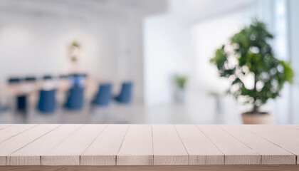 Aufkleber - Empty table board and defocused indoor background. product display concept, high key light