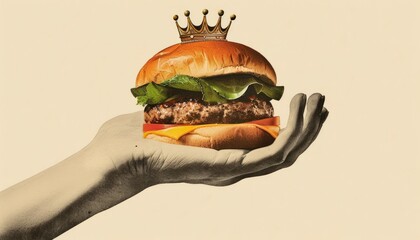 Fototapete - The Royal Burger: A Culinary Masterpiece in Hand-Drawn Glory