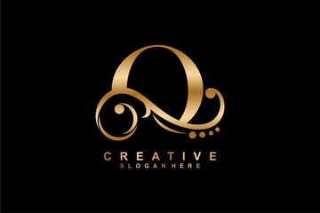 O letter logo with luxury gold floral ornament. O monogram logo, O typography. suitable for business logos, companies, beauty, fashion, boutiques, etc