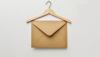 Fototapete - Minimalist Stationery Mockup: Envelope and Card Template with Hanger Accessory for Fashion Branding