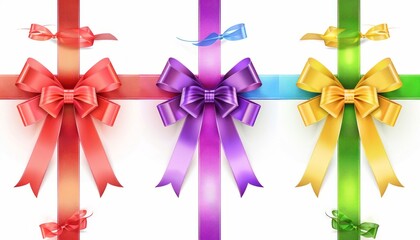 Fototapete - Vibrant Bows and Ribbons: A Blank Greeting Card for Every Occasion