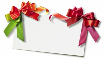 Fototapete - Vibrant Sentiments: A Blank Greeting Card Adorned with Colorful Bows and Ribbons