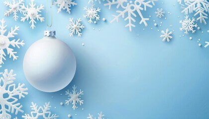 Fototapete - White Christmas: Festive Snowflake Quotes Banner