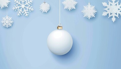 Fototapete - Winter Wonderland: Holiday Quotes in a White Ball and Blue Background Snowflake Collage