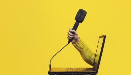 Fototapete - Virtual Newsroom: A Visual Collage of Technology and Journalism