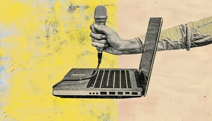 Fototapete - Digital Journalism: A Fusion of Collage Art and Breaking News
