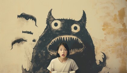 Fototapete - Monstrous Appetite: A Decaying Girl's Unsatisfied Despair