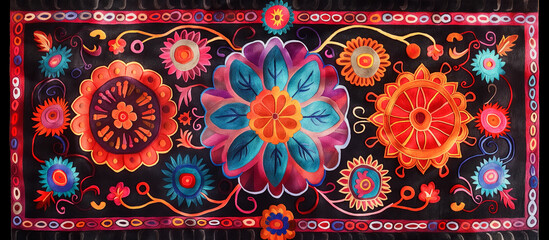 Wall Mural - modern colorful rug floral pattern concept design