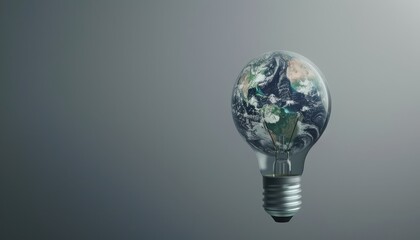 Fototapete - Saving Earth's Resources: A Headless Electric Light Bulb Planet Collage