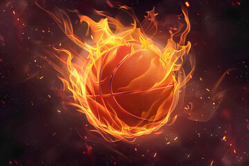 Wall Mural - Fiery basketball, black background