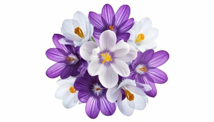 Fototapete - Whimsical Beauty: A White Violet Crocus Collage for Spring Celebration