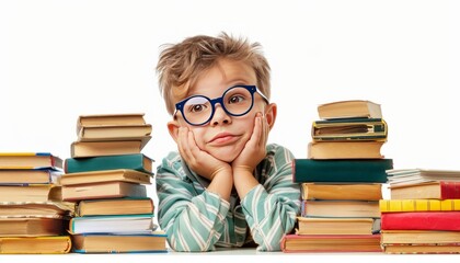Fototapete - Brainy Schoolkid: A Study in Humor and Intelligence