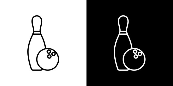 Bowling icon set. Bowling pinball game vector icon in sport sign.