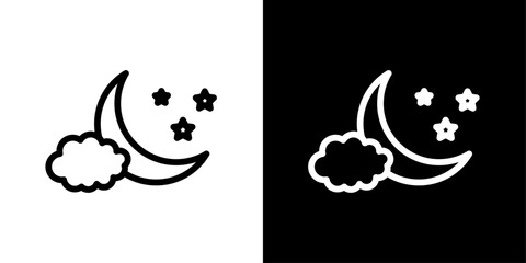 Cloud moon icon. Night icon vector illustration on white background