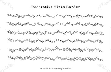 Poster - decorative rustic plant vines border frame ornament decoration with aesthetic outline style for wedding invitation or rustic design