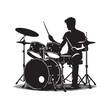 © creative JM - A drummer musician drumming drums in detailed silhouette
