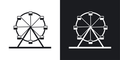 Wall Mural - Ferris wheel symbols. Park festival carousel ride vector icon. Funfair carnival wheel ride vector.