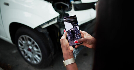 Canvas Print - Person Taking Picture Of Damaged Car