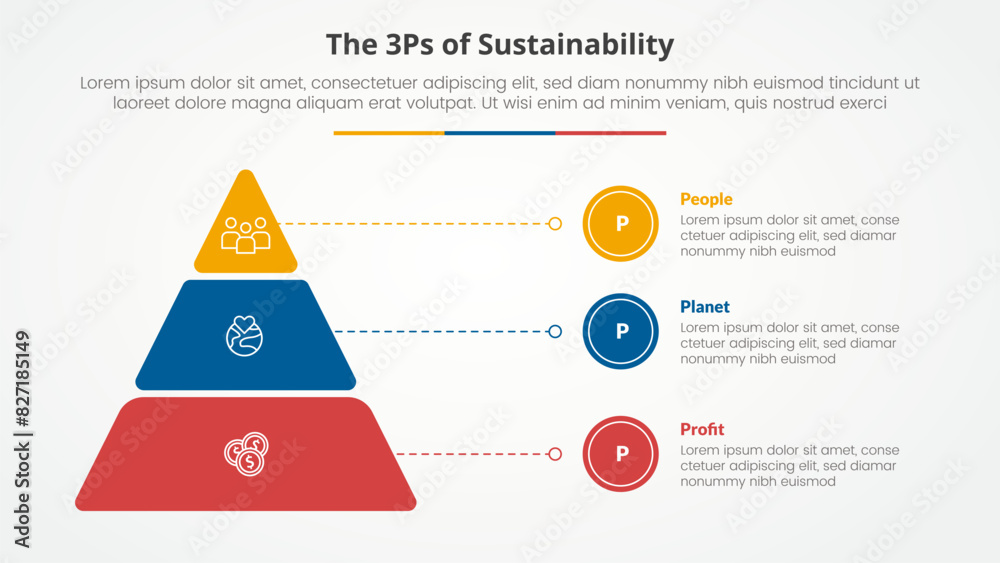 3P or 3Ps sustainability framework infographic concept for slide ...