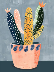 Wall Mural - Art illustration of a cactus