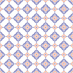 Wall Mural - Blue and red luxury vector seamless pattern. Ornament, Traditional, Ethnic, Arabic, Turkish, Indian motifs. Great for fabric and textile, wallpaper, packaging design or any desired idea.