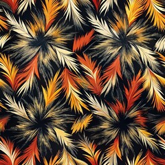 Wall Mural - black, red and yellow brushstrokes in seamless pattern