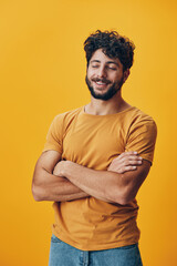 Wall Mural - Man portrait person adult background smile happy young guy