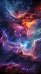 Wall Mural - Captivating Cosmic Masterpiece: Vibrant Galactic Nebula with Swirling Stellar Energies and Luminous Celestial Backdrop