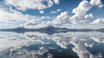 Wall Mural - The infinite expanse of Salar de Uyuni is transformed into a mirrored dreamscape after rainfall.