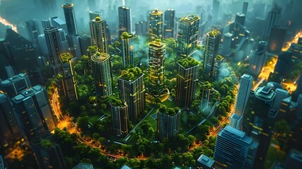 Wall Mural - Futuristic Solar-Powered Metropolis with Vibrant Renewable Energy Technology