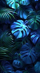 Canvas Print - Mesmerizing Tropical Neon Botanicals:A Captivating Fusion of Nature and Vibes