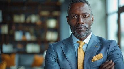 Poster - businessman investor wealthy ethnic ceo corporate leader qualified attorney banker and masculine office worker while working at office
